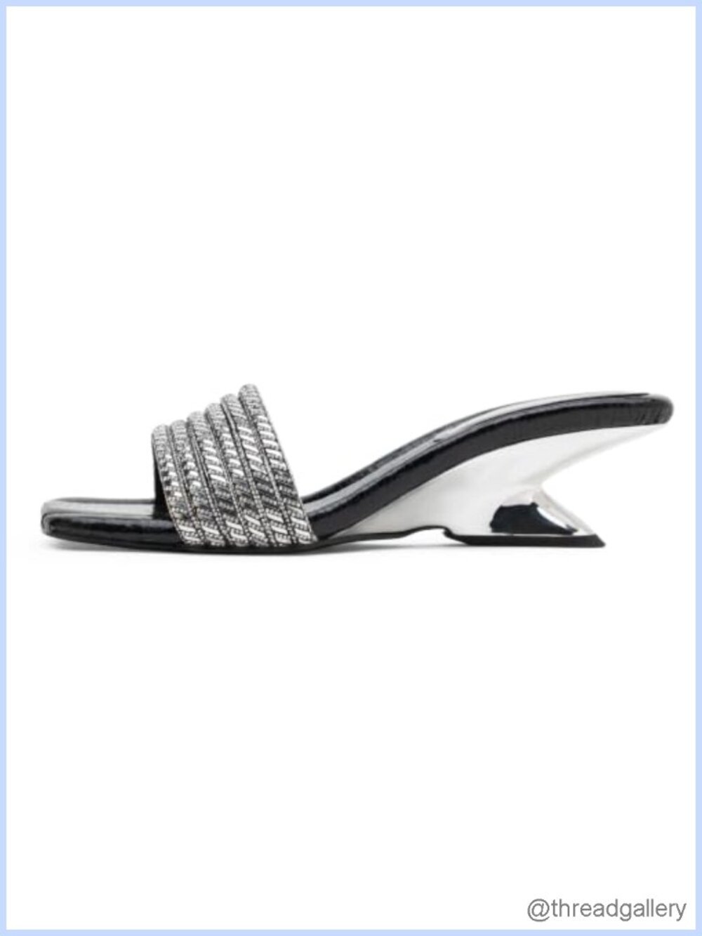 Rhinestone Slip On Block Heel Square Toe Sandals Formal Evening Party